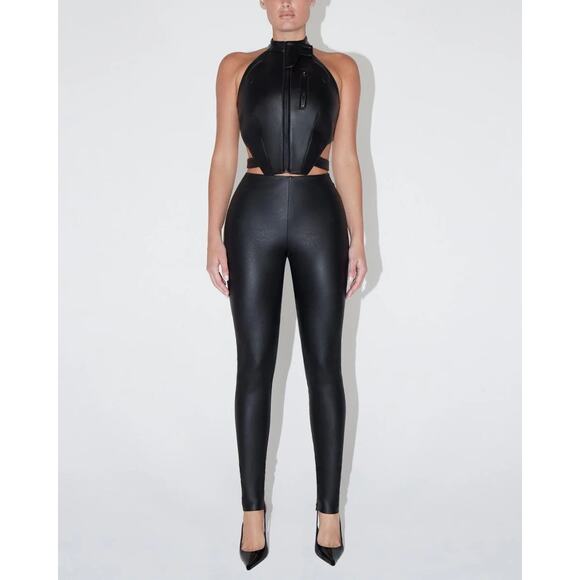 NWT Khy High-Rise Faux Leather Bodycon Legging | Black | Size S - Picture 1 of 4